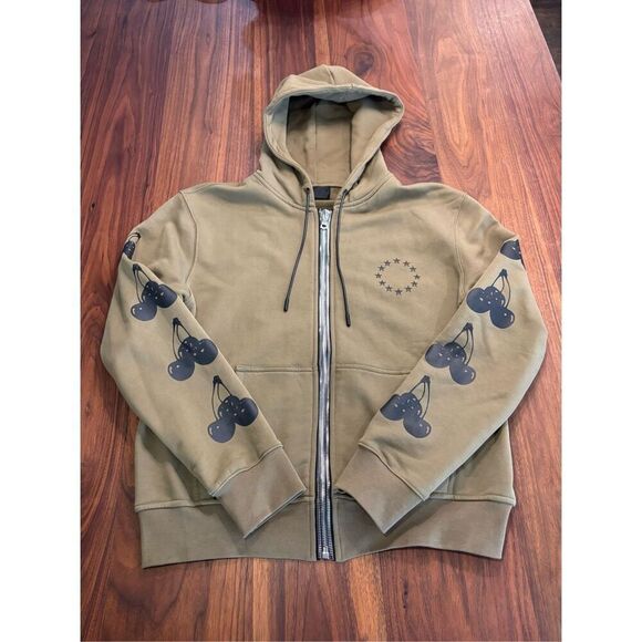 RTA Men's Green Full Zip Black Cherries Floyd Hooded Sweatshirt Green Small - Picture 1 of 9